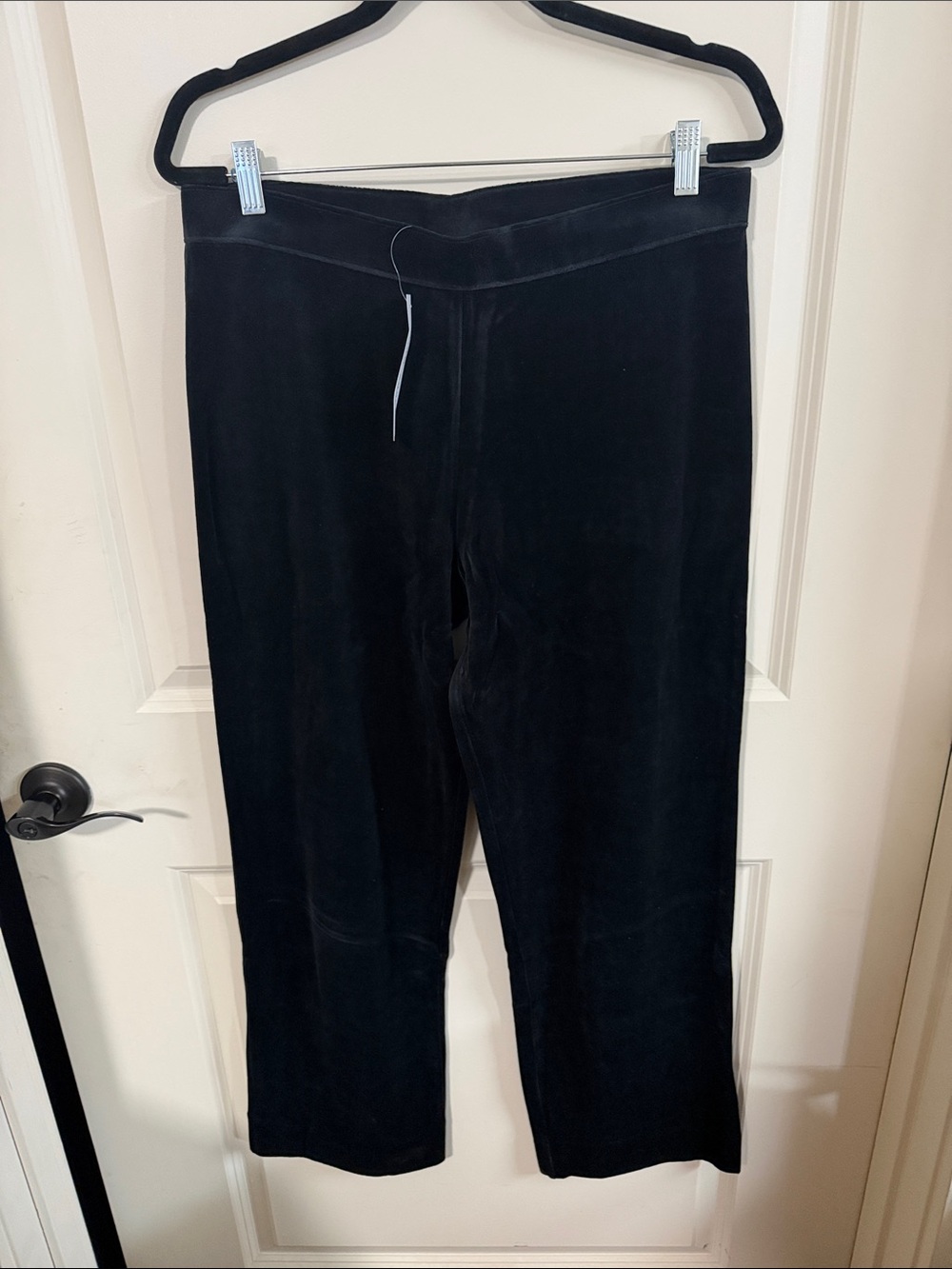 Joan Vass Black Velour Casual Lounge Pants